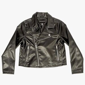 Silver vegan leather boys biker jacket
